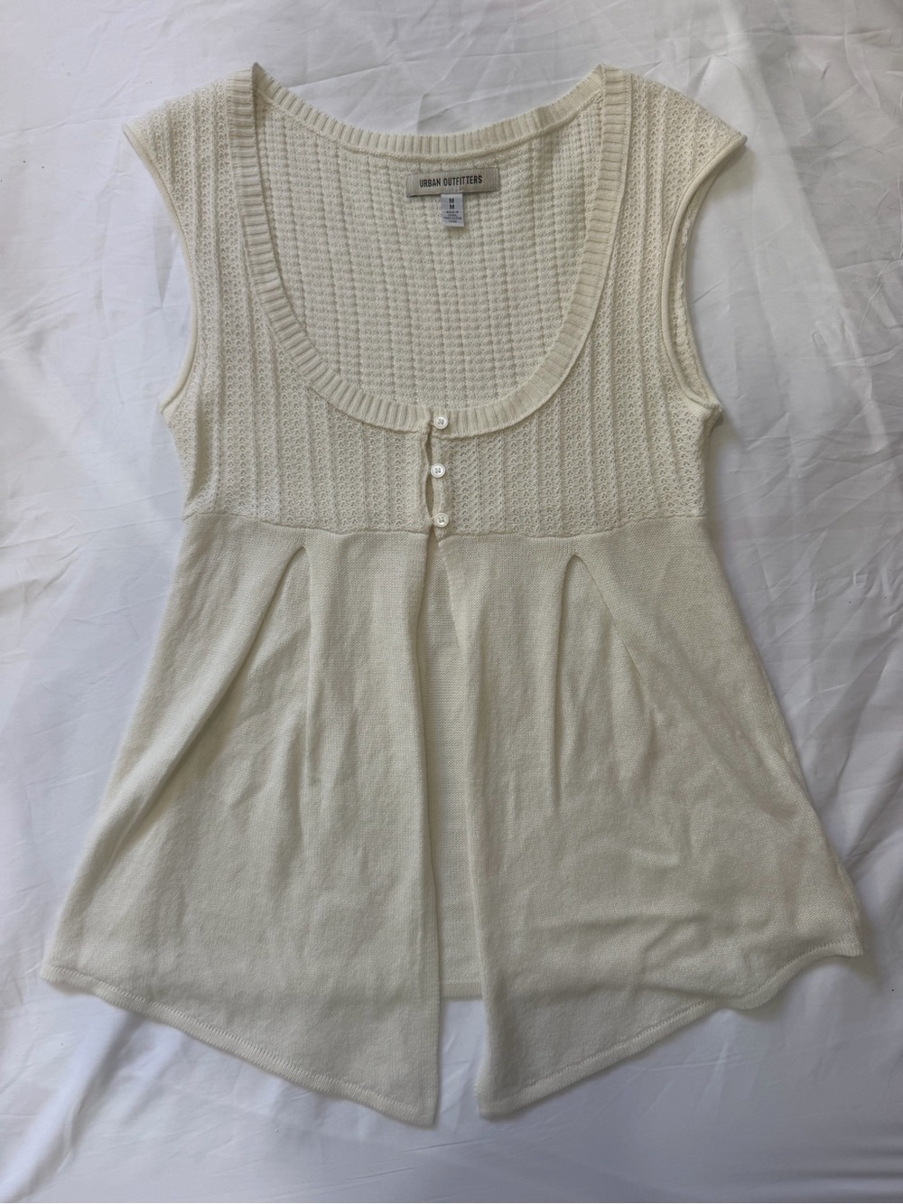 Urban Outfitters Kate Knit Babydoll Fairycore Top White Womens Medium